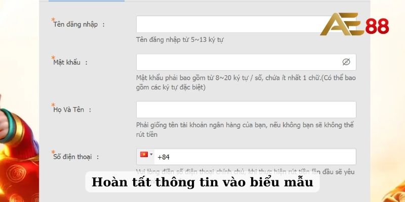 Hoàn tất thông tin vào biểu mẫu