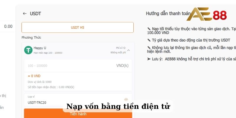 Nạp vốn bằng tiền điện tử